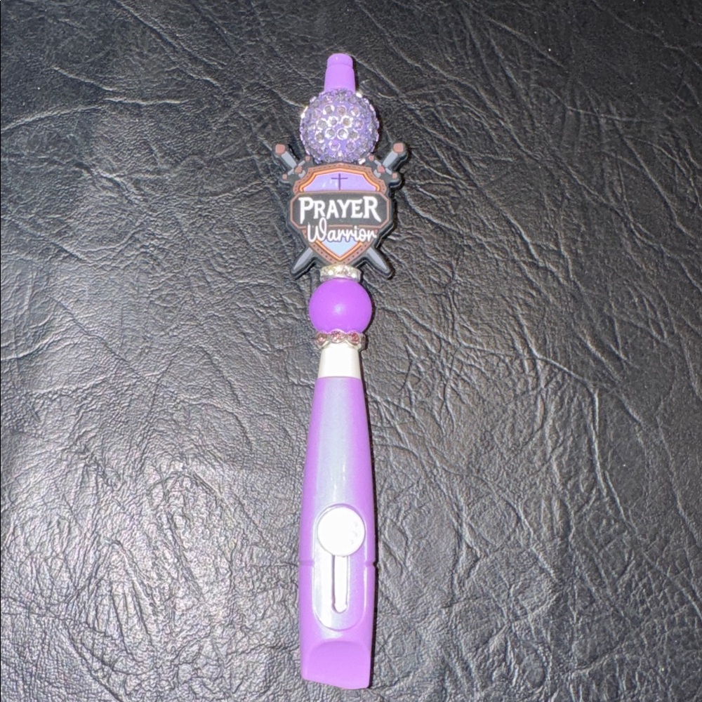 Box Cutter Lavender, Black & White “Prayer Warrior“ Bead Handcrafted by me, NEW